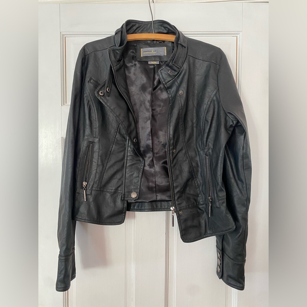 Paper Denim & Cloth Black Vegan Leather Indie Sleaze Moto Jacket Size Large